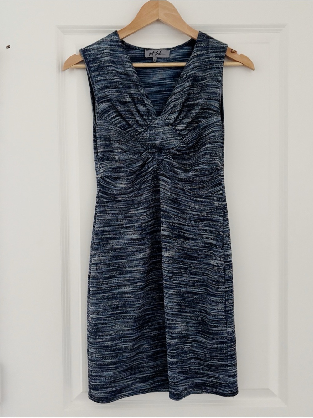 VTG Jeff Gallano Paris Metallic Knit Ruched Bust Mini Dress Sleeveless Y2K 90s